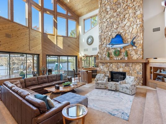 Fireplace, Interior, Living room, Stone Walls, Wooden Ceilings, Wooden Walls