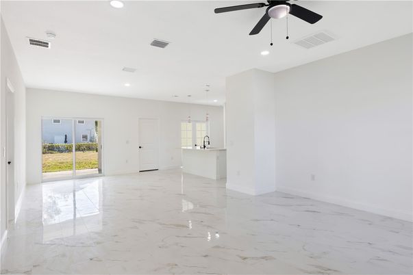 Empty room, Interior, Marble, Pendant Lights, Recessed Lighting