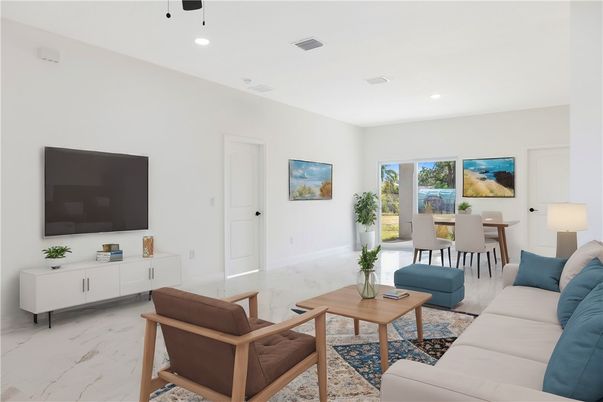 Dining room, Interior, Living room, Marble, Recessed Lighting