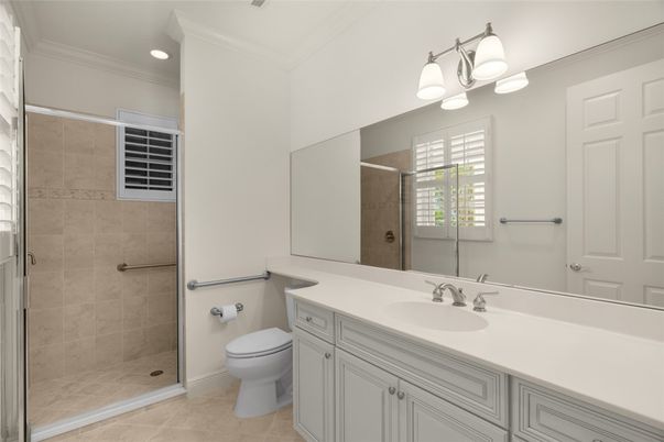 Bathroom, Glass Shower, Interior, Recessed Lighting