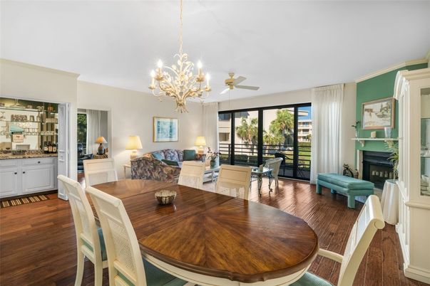 Chandelier, Dining room, Fireplace, Interior, Living room, Wood Texture Flooring