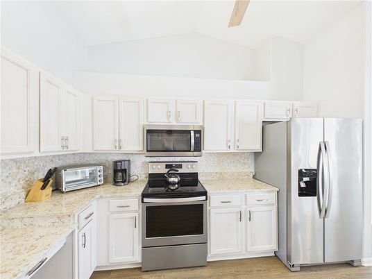 Interior, Kitchen, Stainless Steel Appliances, Wood Texture Flooring