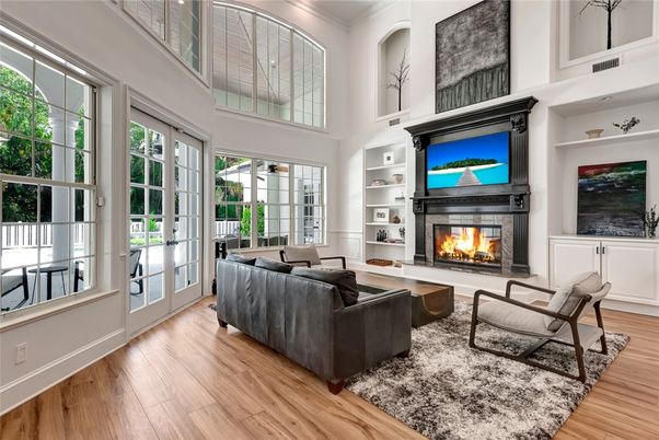Fireplace, Interior, Living room, Wood Texture Flooring