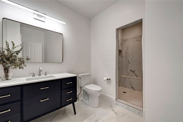 Bathroom, Glass Shower, Interior, Marble, Marble Walls