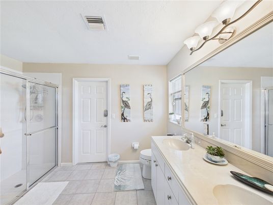 Bathroom, Dual Sink Vanities, Glass Shower, Interior
