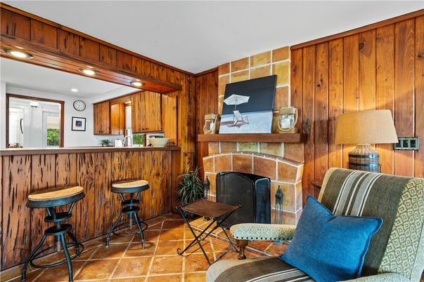 Fireplace, Interior, Recessed Lighting, Wooden Walls