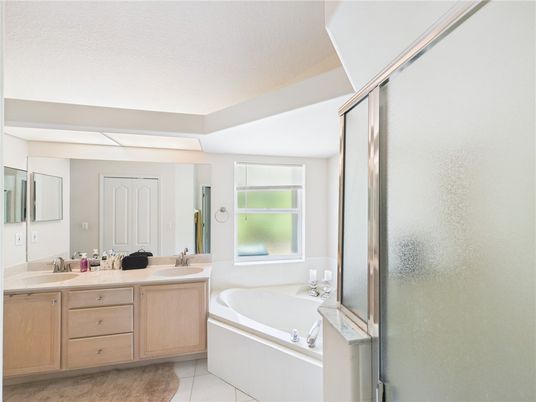 Bathroom, Dual Sink Vanities, Glass Shower, Interior