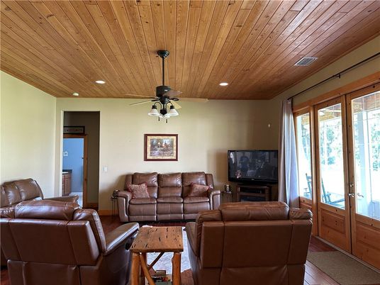 Interior, Living room, Recessed Lighting, Wooden Ceilings, Wood Texture Flooring