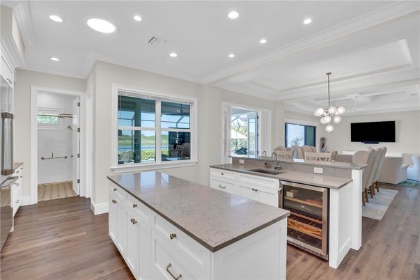 Dining room, Interior, Kitchen, Living room, Pendant Lights, Recessed Lighting, Wood Texture Flooring