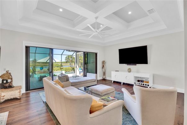 Interior, Living room, Recessed Lighting, Wood Texture Flooring