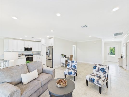 Interior, Kitchen, Living room, Recessed Lighting, Stainless Steel Appliances