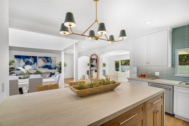 Dining room, Interior, Kitchen, Living room, Pendant Lights, Recessed Lighting, Wood Texture Flooring