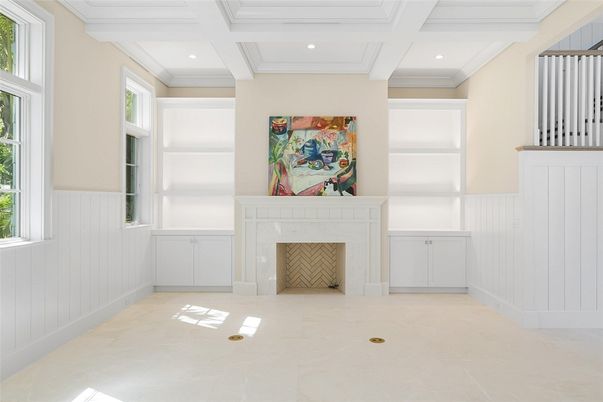 Empty room, Fireplace, Interior, Recessed Lighting