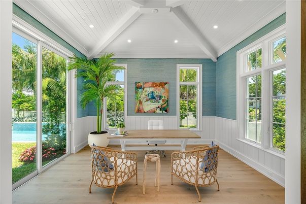 Home Office, Interior, Recessed Lighting, Wood Texture Flooring