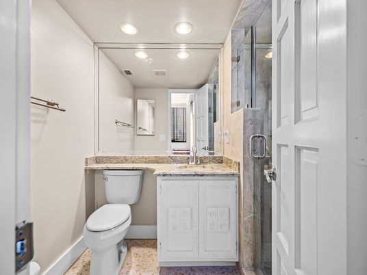 Bathroom, Glass Shower, Interior, Recessed Lighting