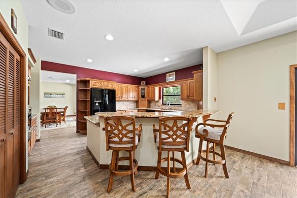 Dining room, Interior, Kitchen, Recessed Lighting, Wood Texture Flooring