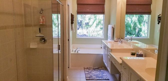 Bathroom, Dual Sink Vanities, Glass Shower, Interior