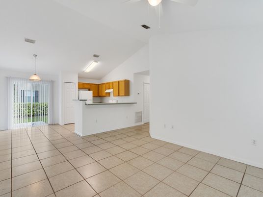 Empty room, Interior, Kitchen, Pendant Lights