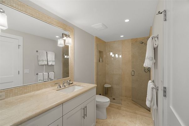 Bathroom, Glass Shower, Interior, Recessed Lighting