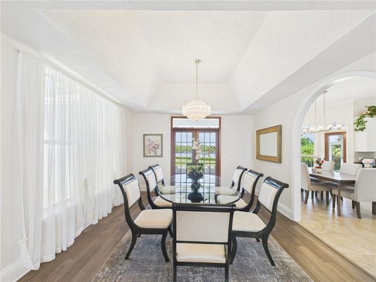 Chandelier, Dining room, Interior, Pendant Lights, Wood Texture Flooring