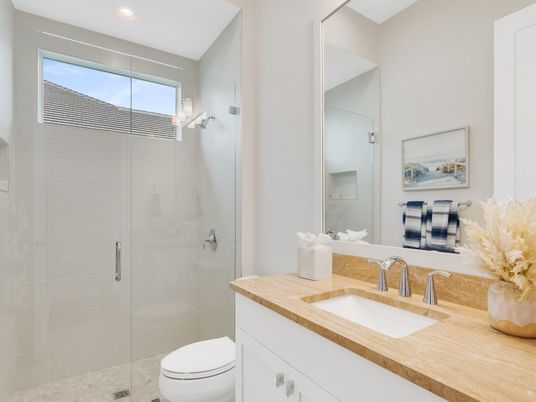 Bathroom, Glass Shower, Interior, Recessed Lighting
