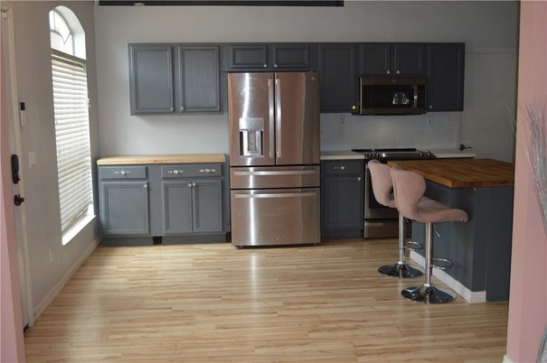 Interior, Kitchen, Stainless Steel Appliances, Wood Texture Flooring
