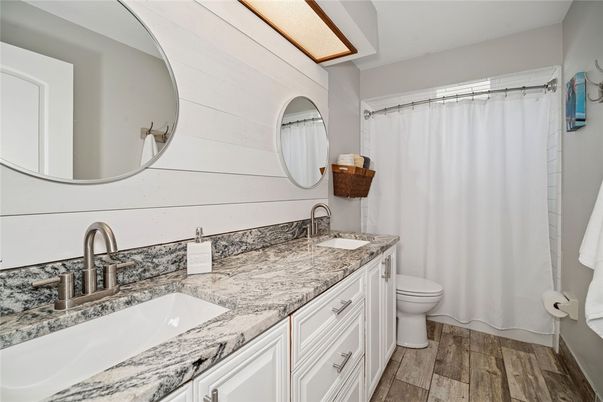 Bathroom, Dual Sink Vanities, Interior, Wood Texture Flooring