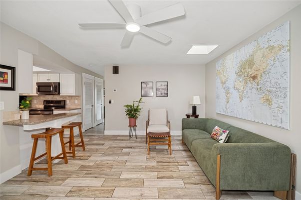 Interior, Kitchen, Living room, Stainless Steel Appliances, Wood Texture Flooring