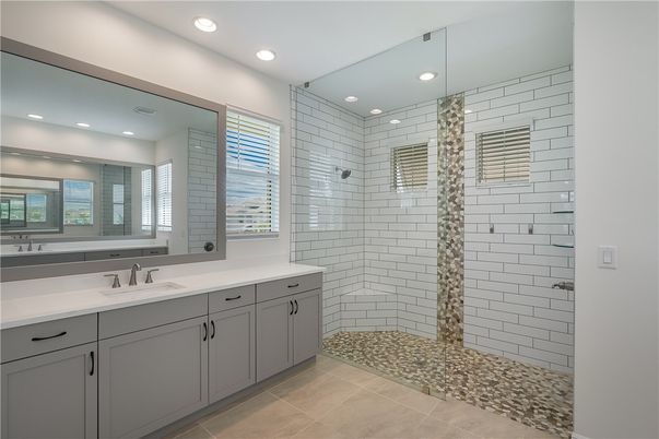 Bathroom, Dual Sink Vanities, Glass Shower, Interior, Recessed Lighting
