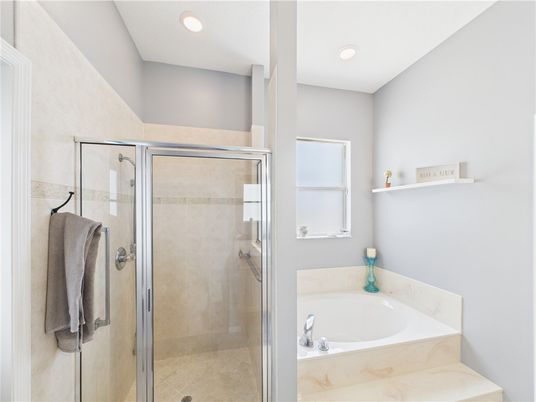 Bathroom, Glass Shower, Interior, Recessed Lighting