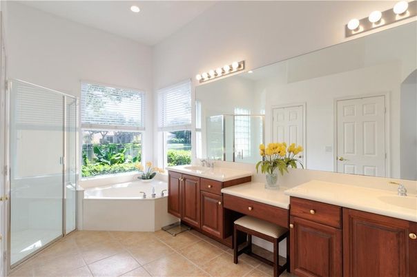 Bathroom, Dual Sink Vanities, Glass Shower, Interior, Recessed Lighting