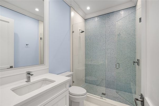 Bathroom, Glass Shower, Interior, Recessed Lighting