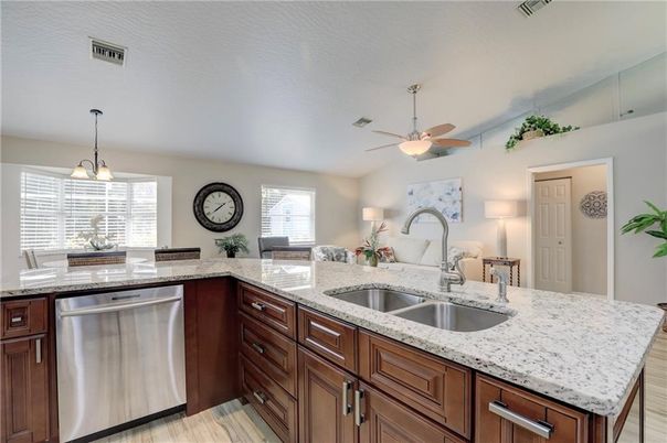 Interior, Kitchen, Pendant Lights, Wood Texture Flooring