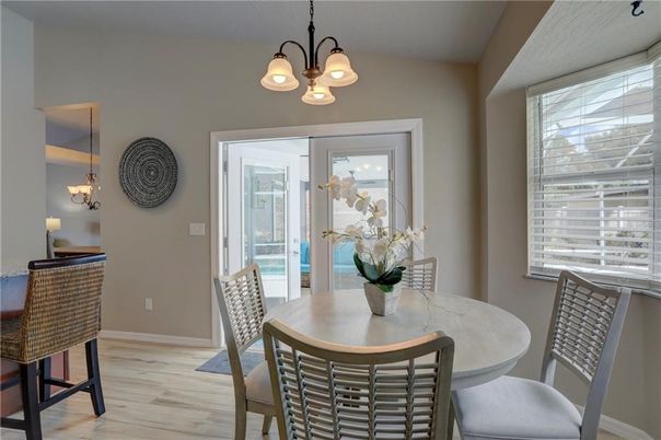 Chandelier, Dining room, Interior, Pendant Lights, Wood Texture Flooring