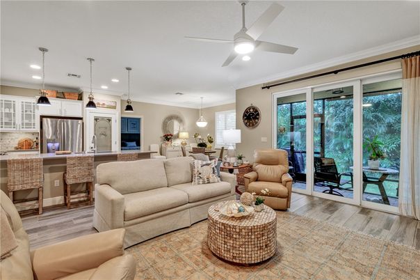 Interior, Kitchen, Living room, Pendant Lights, Recessed Lighting, Stainless Steel Appliances, Wood Texture Flooring