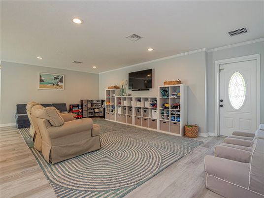 Interior, Living room, Recessed Lighting, Wood Texture Flooring