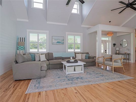 Interior, Living room, Pendant Lights, Wood Texture Flooring