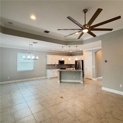 Chandelier, Interior, Kitchen, Pendant Lights, Recessed Lighting, Stainless Steel Appliances