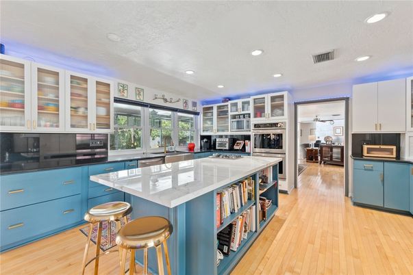 Interior, Kitchen, Recessed Lighting, Wood Texture Flooring