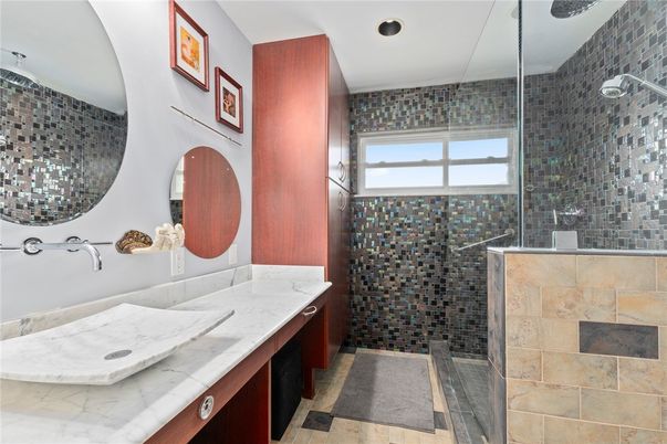 Bathroom, Glass Shower, Interior, Recessed Lighting