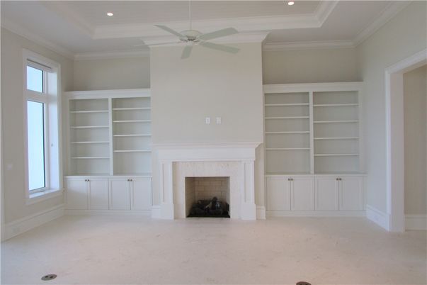 Empty room, Fireplace, Interior, Recessed Lighting