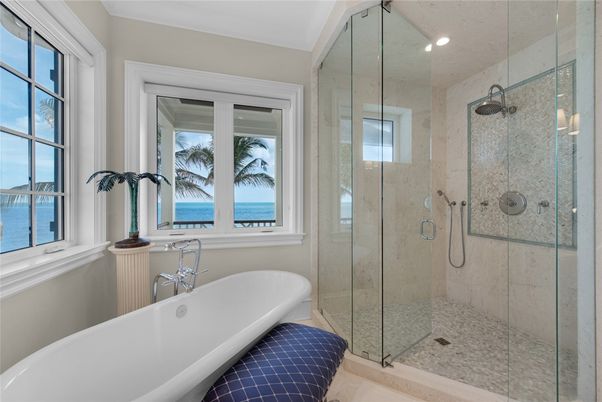 Bathroom, Glass Shower, Interior, Recessed Lighting, Water