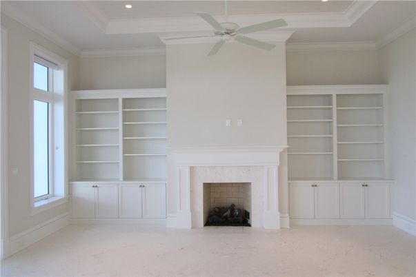 Empty room, Fireplace, Interior, Recessed Lighting