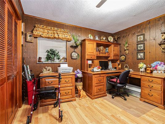 Home Office, Interior, Wood Texture Flooring, Wooden Walls