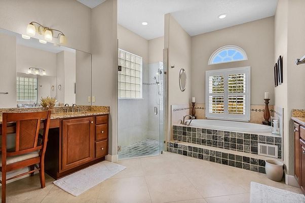 Bathroom, Glass Shower, Interior, Recessed Lighting