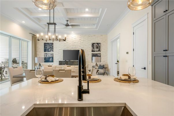 Interior, Kitchen, Recessed Lighting, Stone Walls