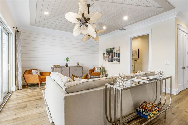 Interior, Living room, Recessed Lighting, Wood Texture Flooring