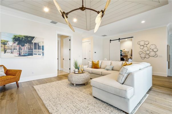 Interior, Living room, Recessed Lighting, Wood Texture Flooring