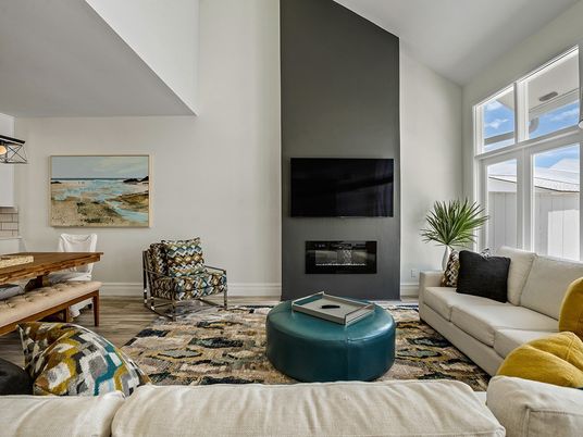 Dining room, Fireplace, Interior, Living room, Wood Texture Flooring