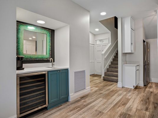 Interior, Kitchen, Recessed Lighting, Wood Texture Flooring